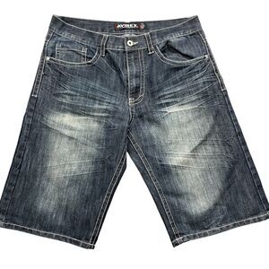Avirex 34 Jean Shorts Bermuda Jorts Pockets‎ Blue Skater Hip Hop